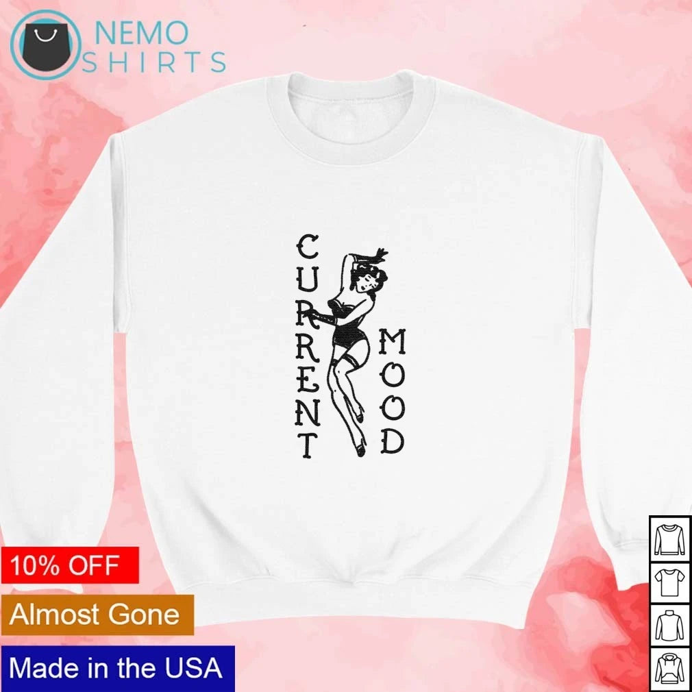 Current Mood Pin-Up Girl retro vintage illustration - Adult & Kids T-Shirts, Sweatshirts & Hoodies apparel design preview 3