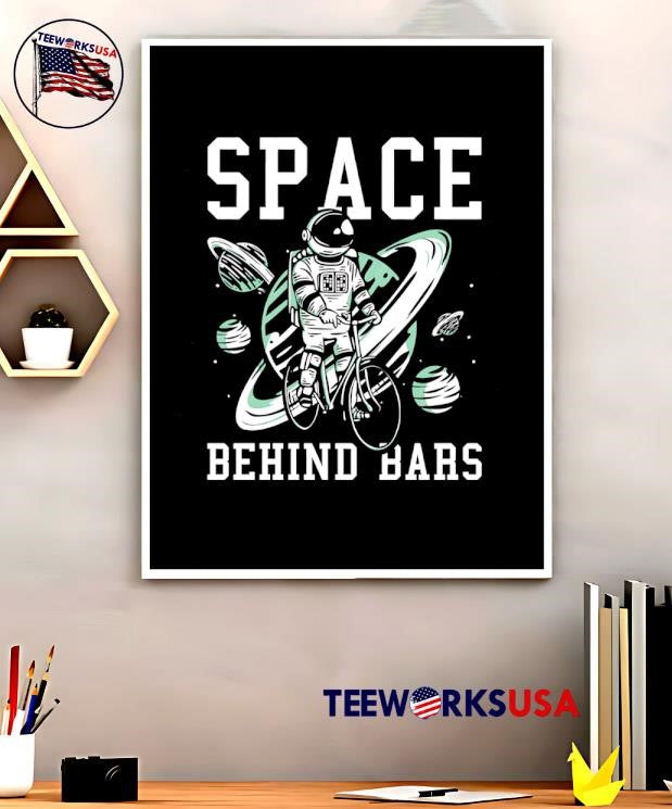 Space Behind Bars Bicycle Astronaut Graphic - Adult & Kids T-Shirts, Sweatshirts & Hoodies apparel design preview 5