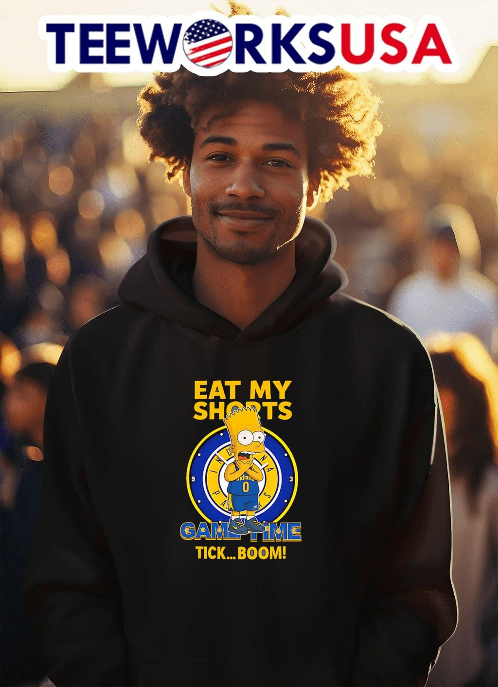 Bart Indiana Pacers eat my shorts came time tick boom - Adult & Kids T-Shirts, Sweatshirts & Hoodies apparel design preview 2