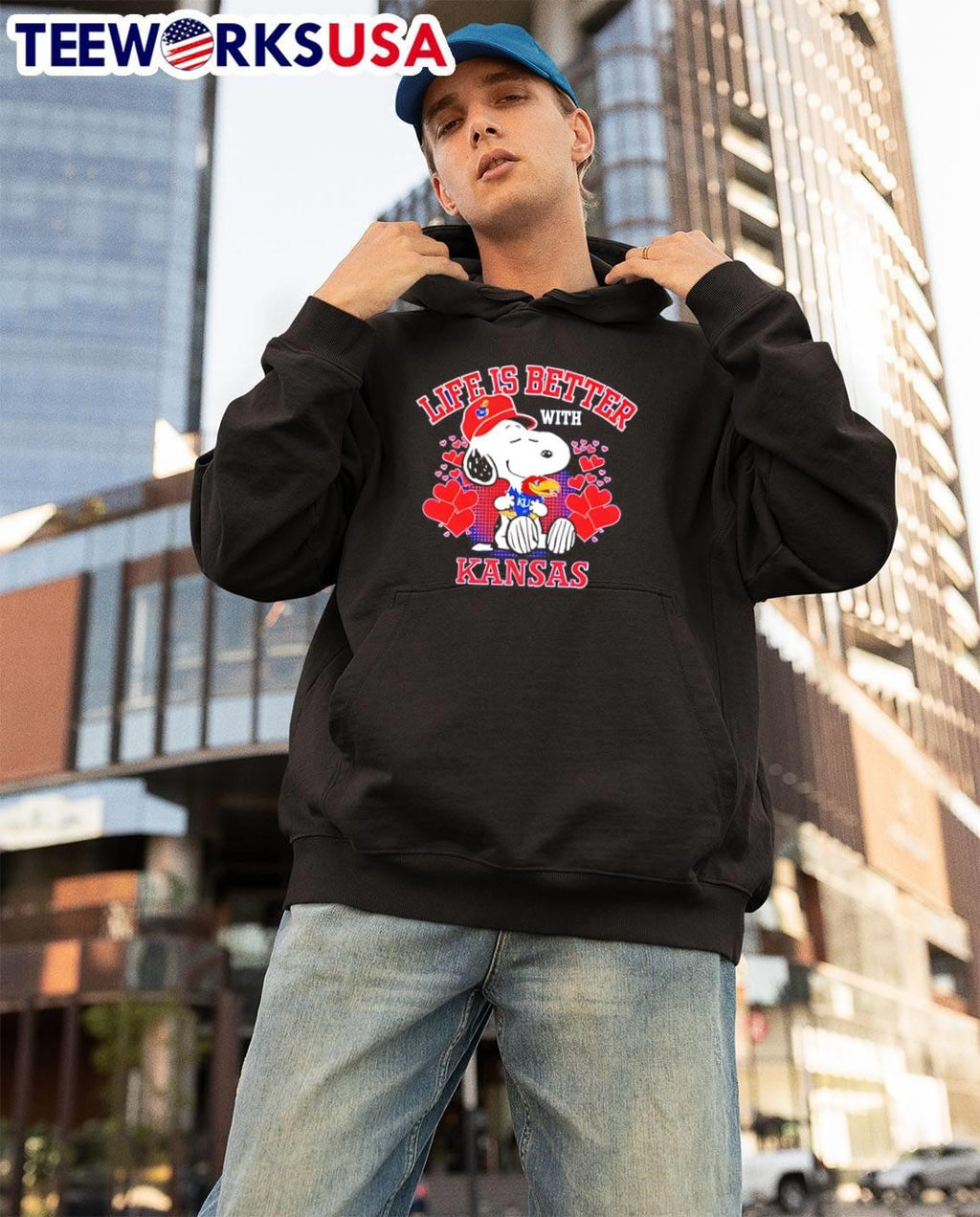 Snoopy Life Is Better With Kansas Jayhawks - Adult & Kids T-Shirts, Sweatshirts & Hoodies apparel design preview 3