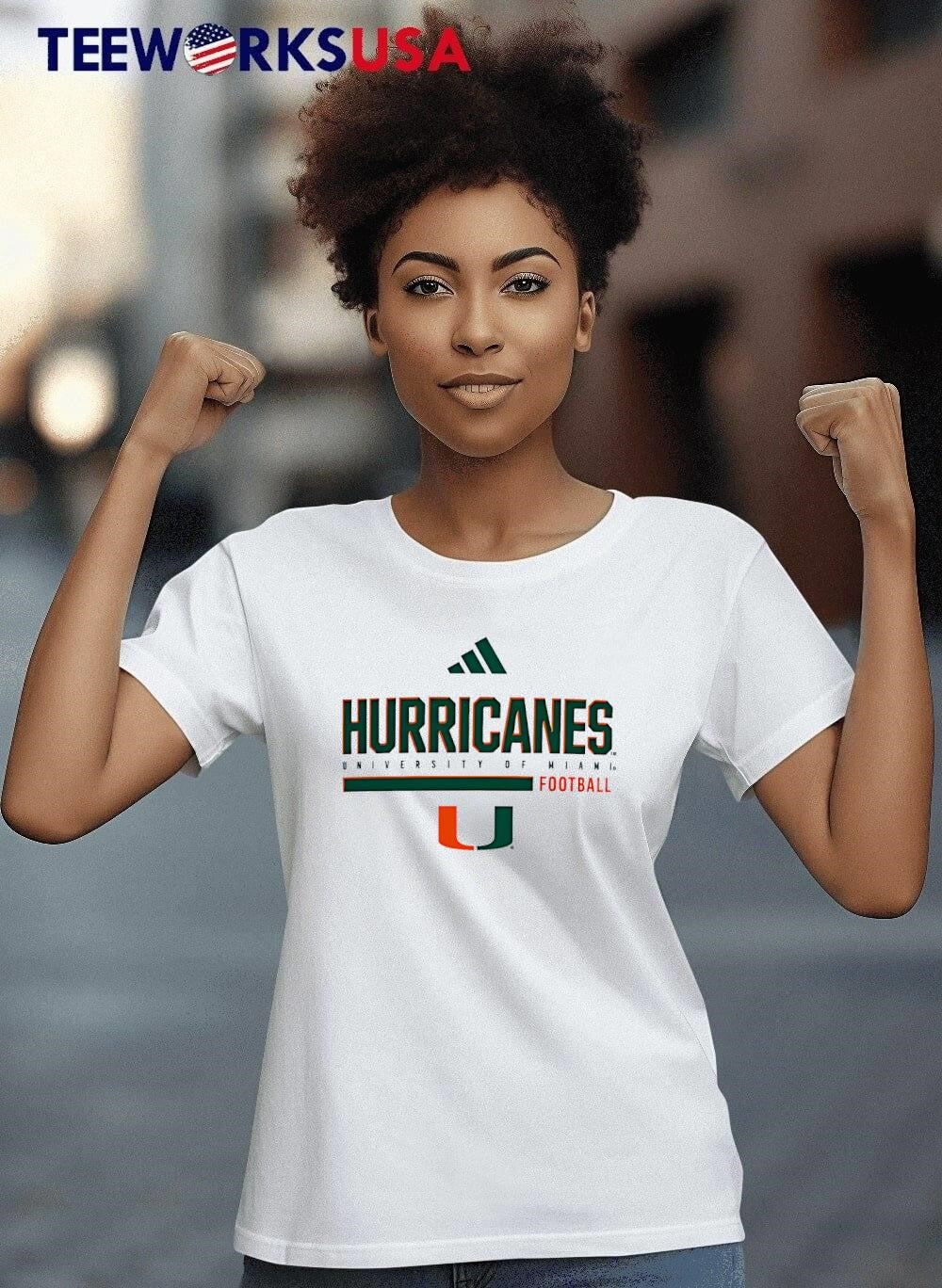 Miami Hurricanes White Football Pregame Performance - Adult & Kids T-Shirts, Sweatshirts & Hoodies apparel design preview 8