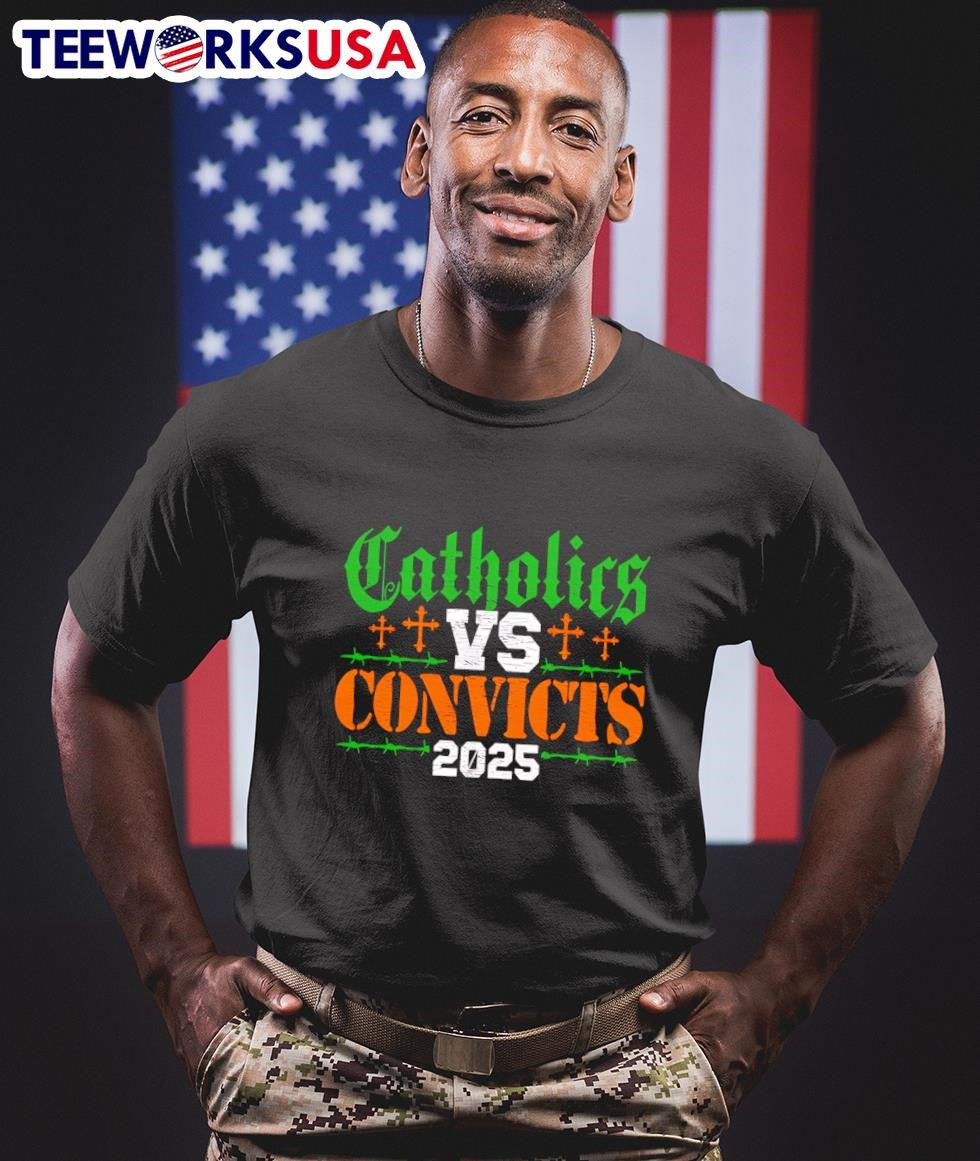 Catholics vs convicts 2025 - Adult & Kids T-Shirts, Sweatshirts & Hoodies apparel design preview 1