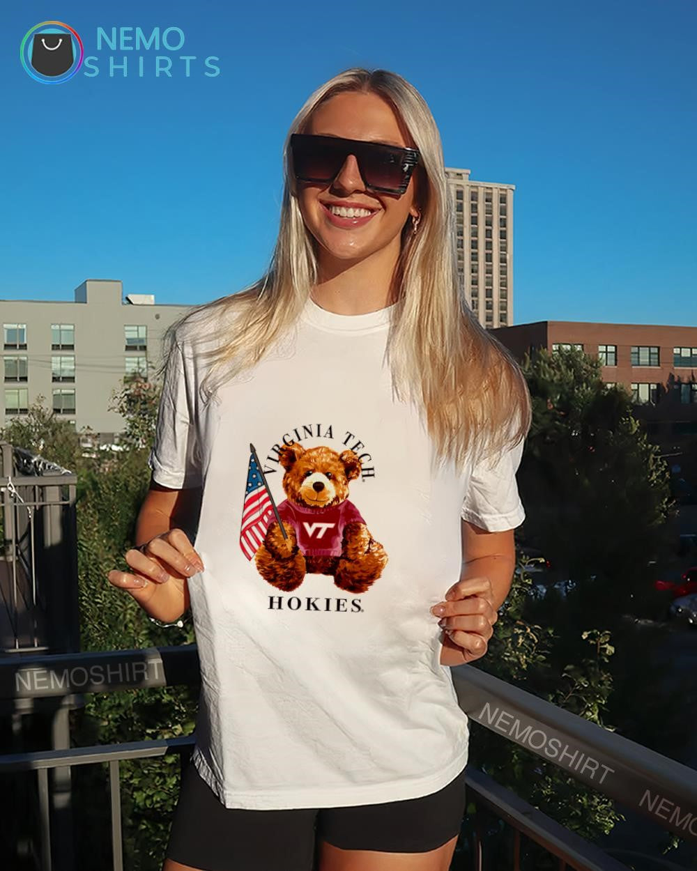 All-American Teddi wearing Virginia Tech Hokies - Adult & Kids T-Shirts, Sweatshirts & Hoodies apparel design preview 4