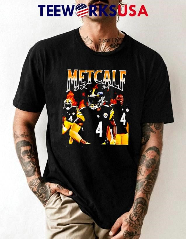 Metcalf D.K. 4 Football Player On Fire - Adult & Kids T-Shirts, Sweatshirts & Hoodies apparel design preview 1
