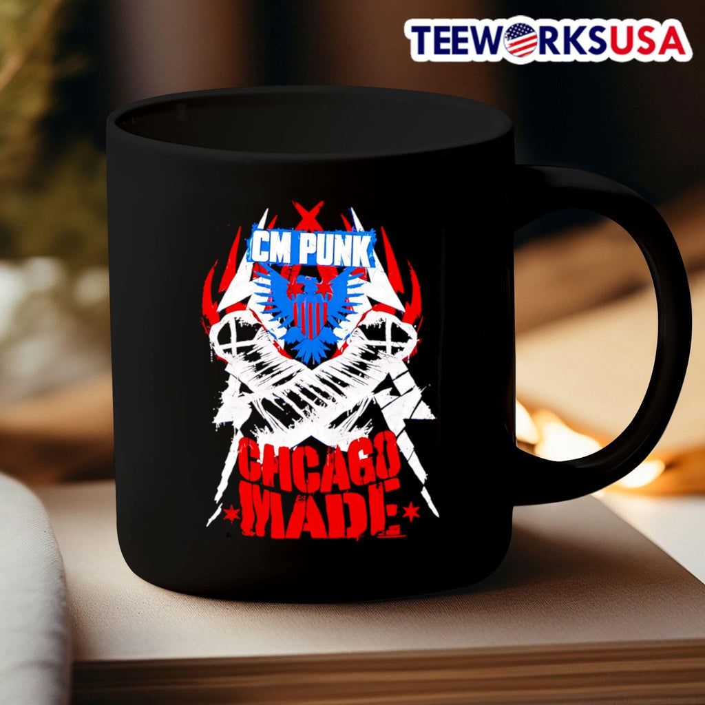 CM Punk Chicago Made Red, White and; Blue - Adult & Kids T-Shirts, Sweatshirts & Hoodies apparel design preview 3