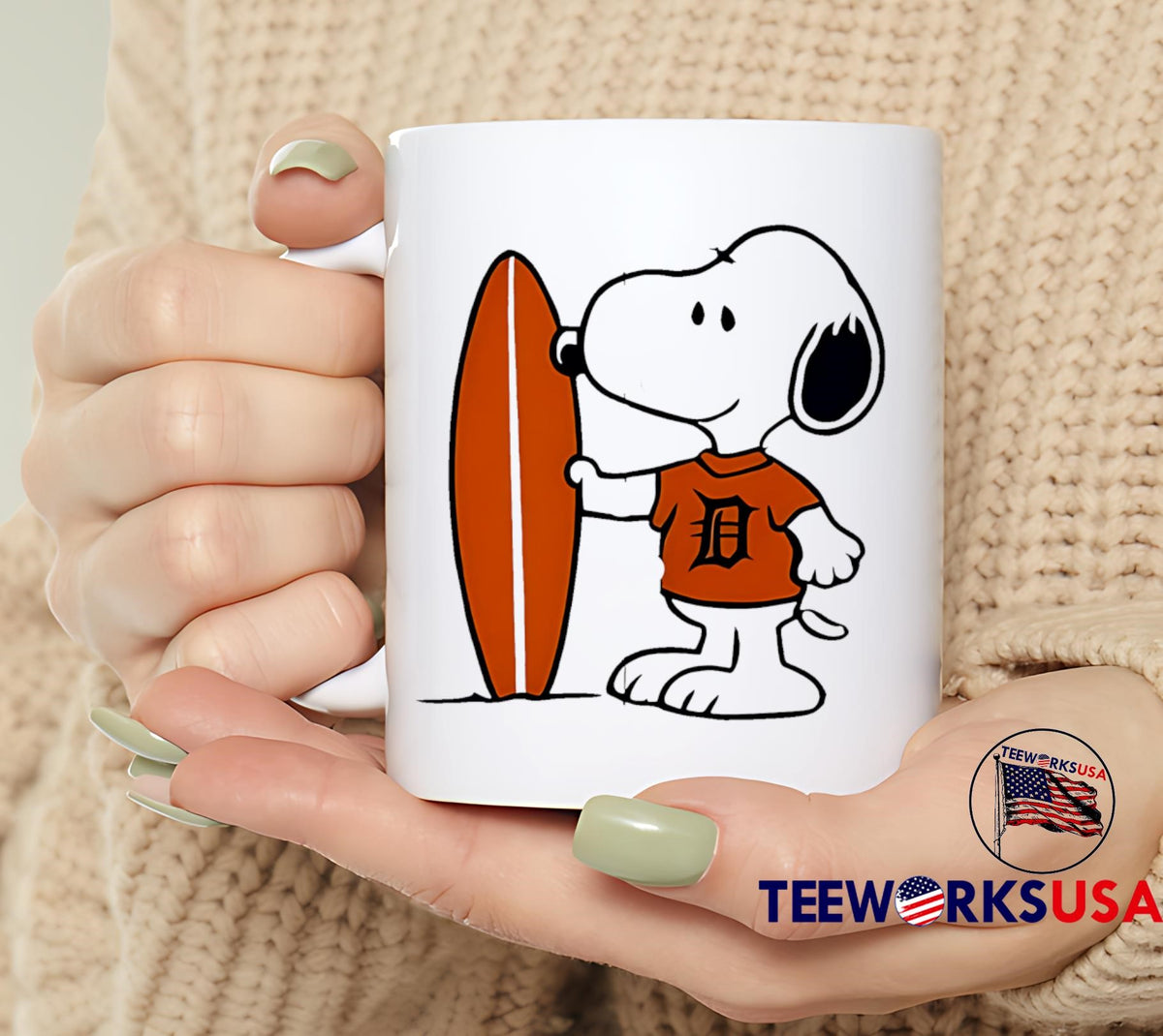 Detroit Tigers Snoopy Surfing - Adult & Kids T-Shirts, Sweatshirts & Hoodies apparel design preview 6
