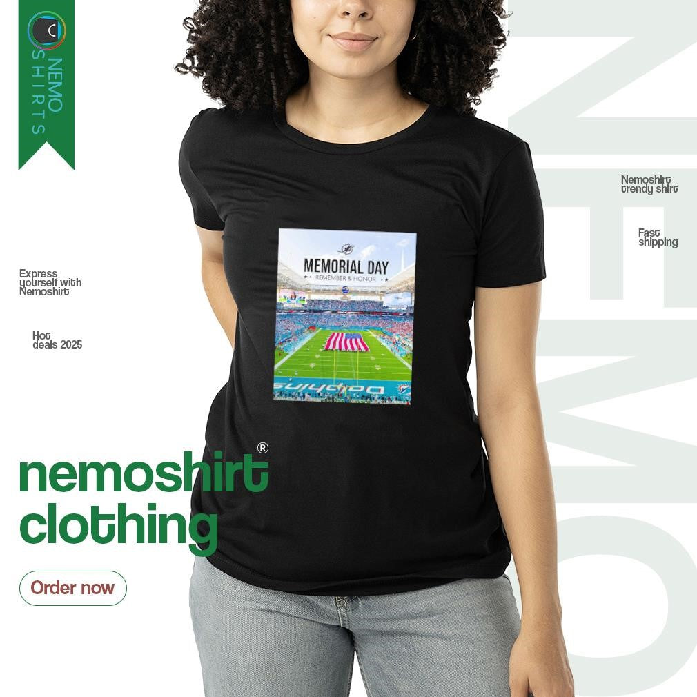 Memorial day remember and honor Miami Dolphins - Adult & Kids T-Shirts, Sweatshirts & Hoodies apparel design preview 3