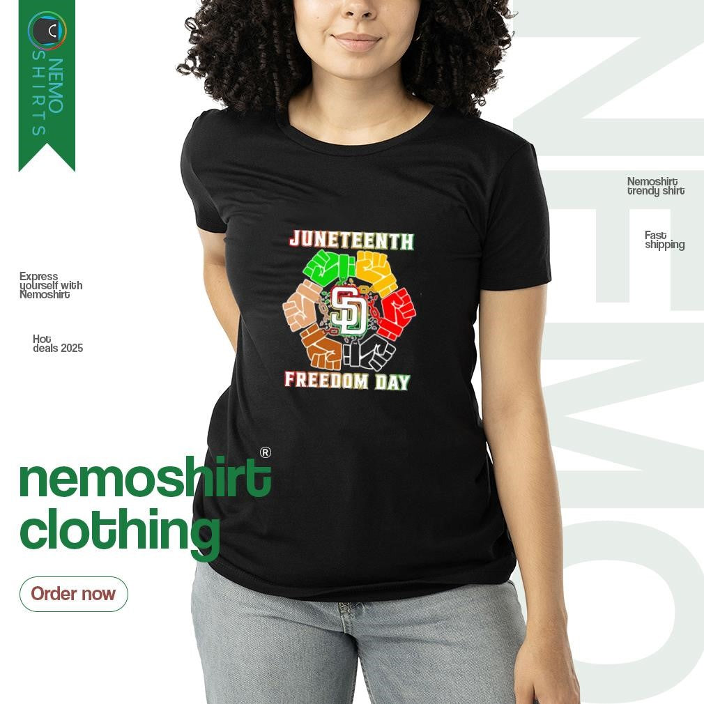 San Diego Padres Juneteenth freedom day - Adult & Kids T-Shirts, Sweatshirts & Hoodies apparel design preview 3