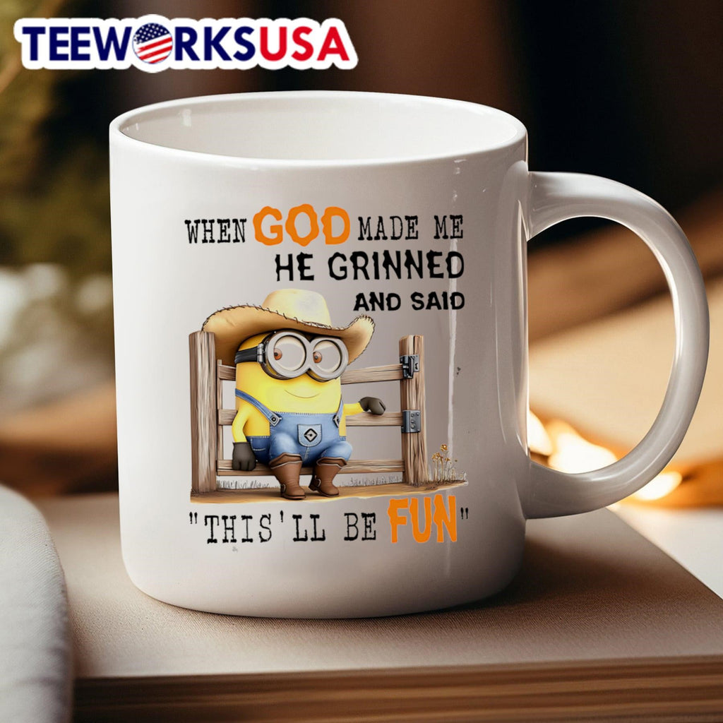 Minion when God made me he grinned and said this'll - Adult & Kids T-Shirts, Sweatshirts & Hoodies apparel design preview 4