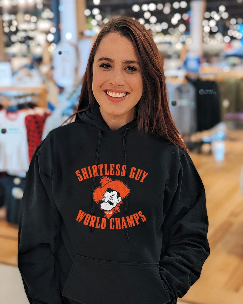 Shirtless guy world champs Oklahoma State Cowboys - Adult & Kids T-Shirts, Sweatshirts & Hoodies apparel design preview 5