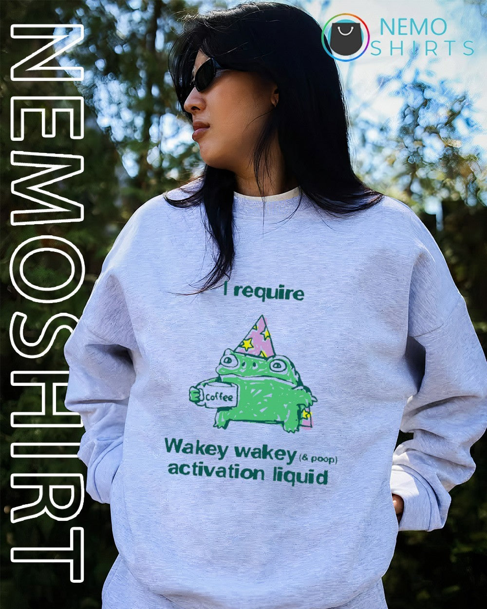 I require wakey activation liquid frog coffee - Adult & Kids T-Shirts, Sweatshirts & Hoodies apparel design preview 4