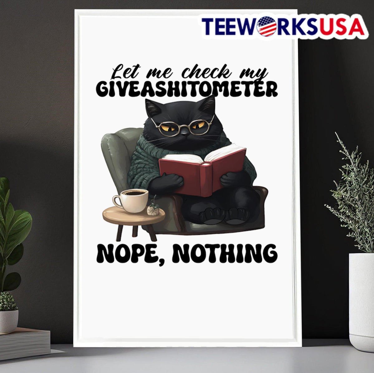 Black cat reading book let me check my - Adult & Kids T-Shirts, Sweatshirts & Hoodies apparel design preview 6