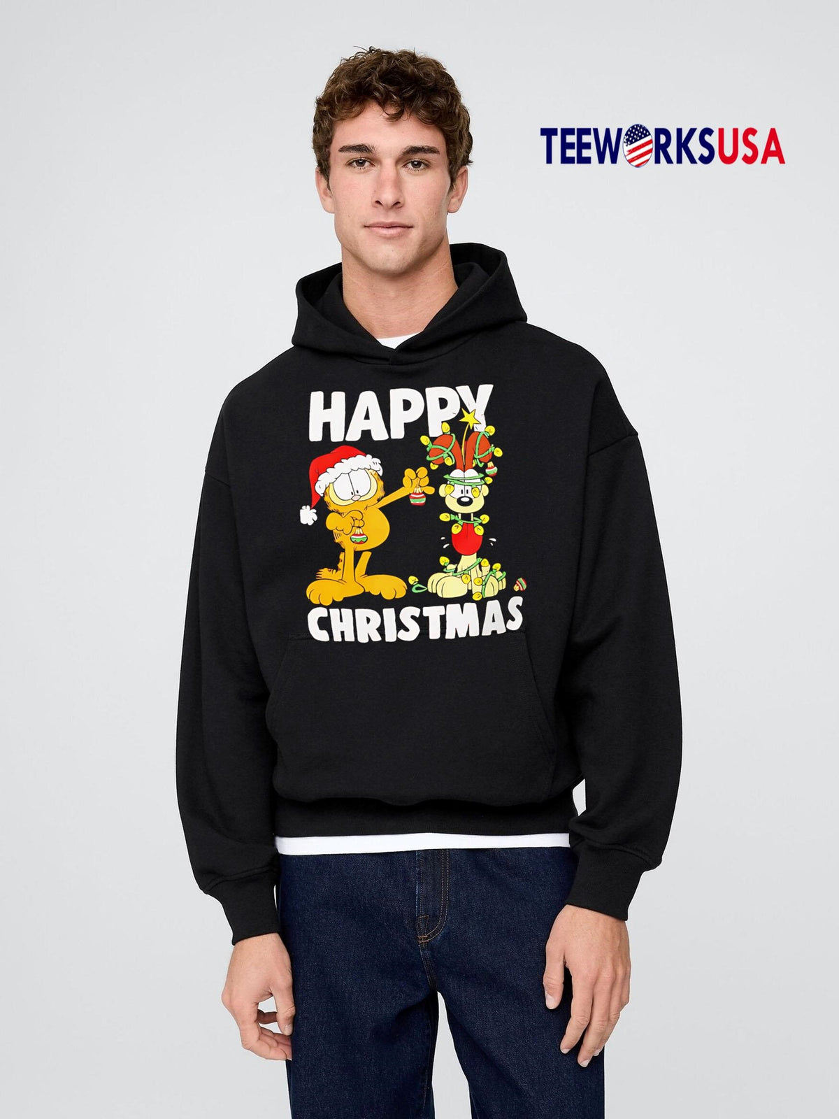 Funny The Fat Cat Odie Happy Christmas - Adult & Kids T-Shirts, Sweatshirts & Hoodies apparel design preview 2