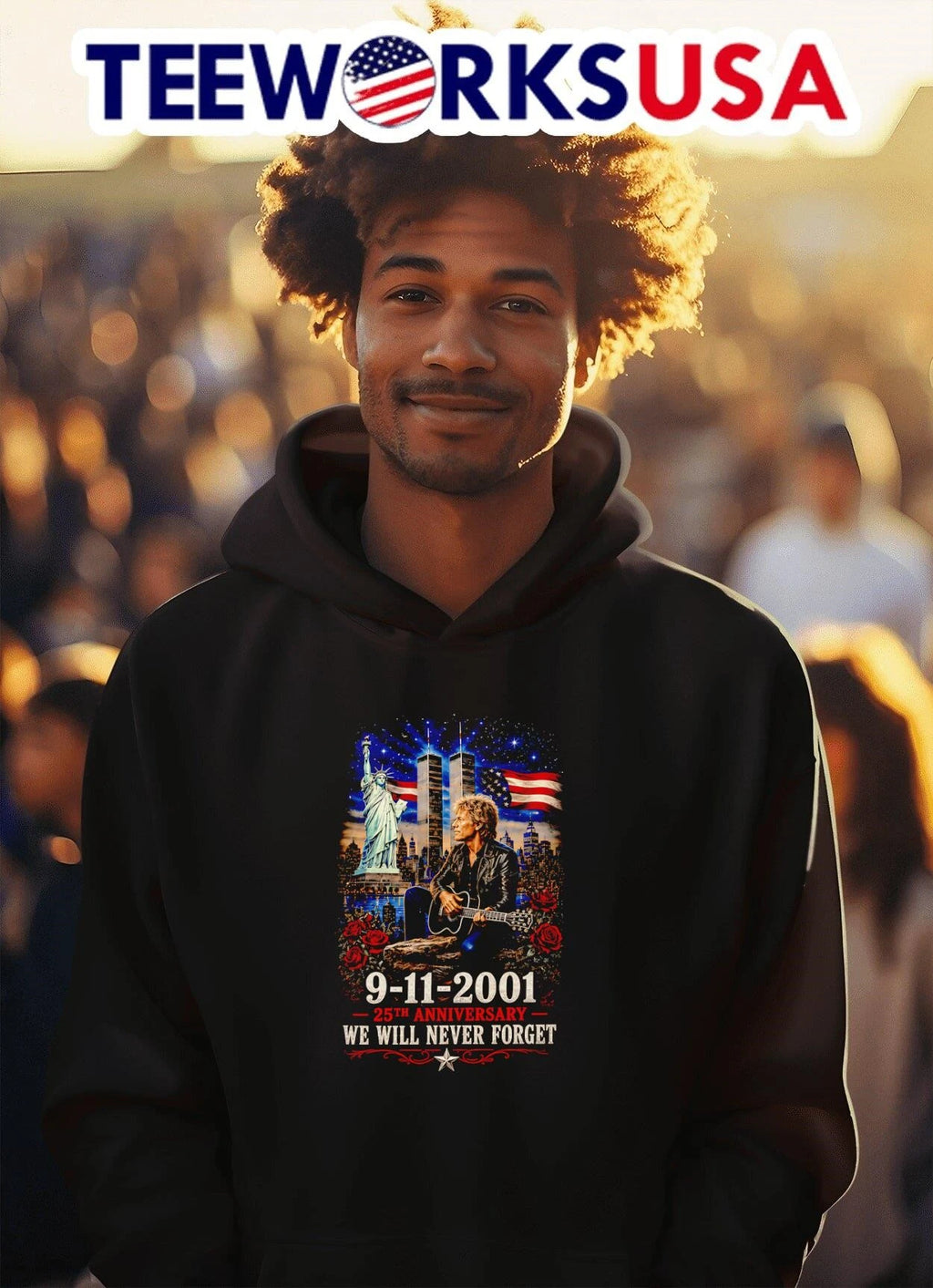 9-11-2001 25Th Anniversary We Will Never Forget Jon - Adult & Kids T-Shirts, Sweatshirts & Hoodies apparel design preview 2