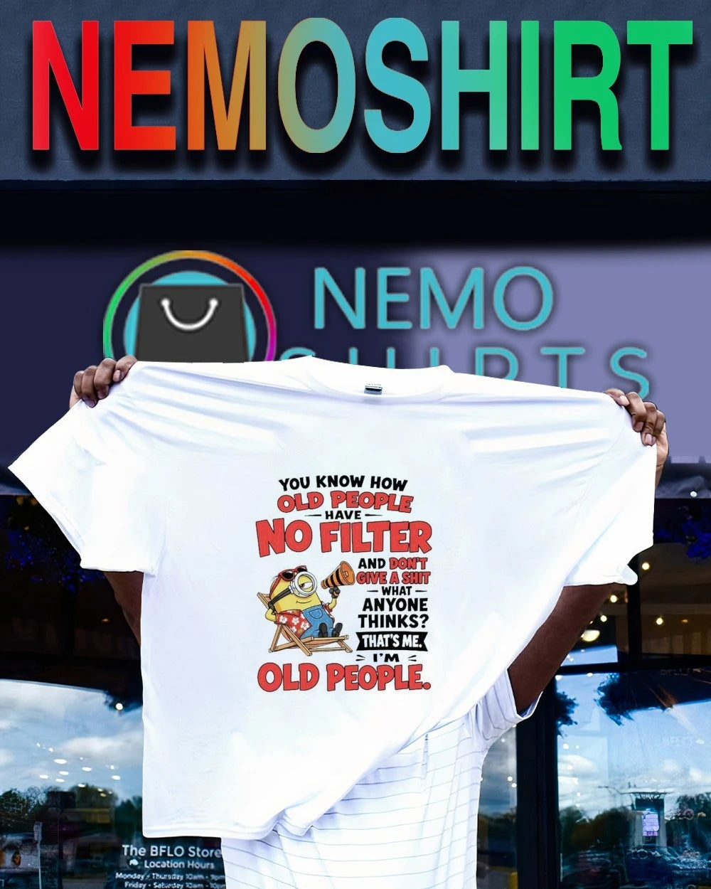 Minion You Know How Old People Have No Filter - Adult & Kids T-Shirts, Sweatshirts & Hoodies apparel design preview 1