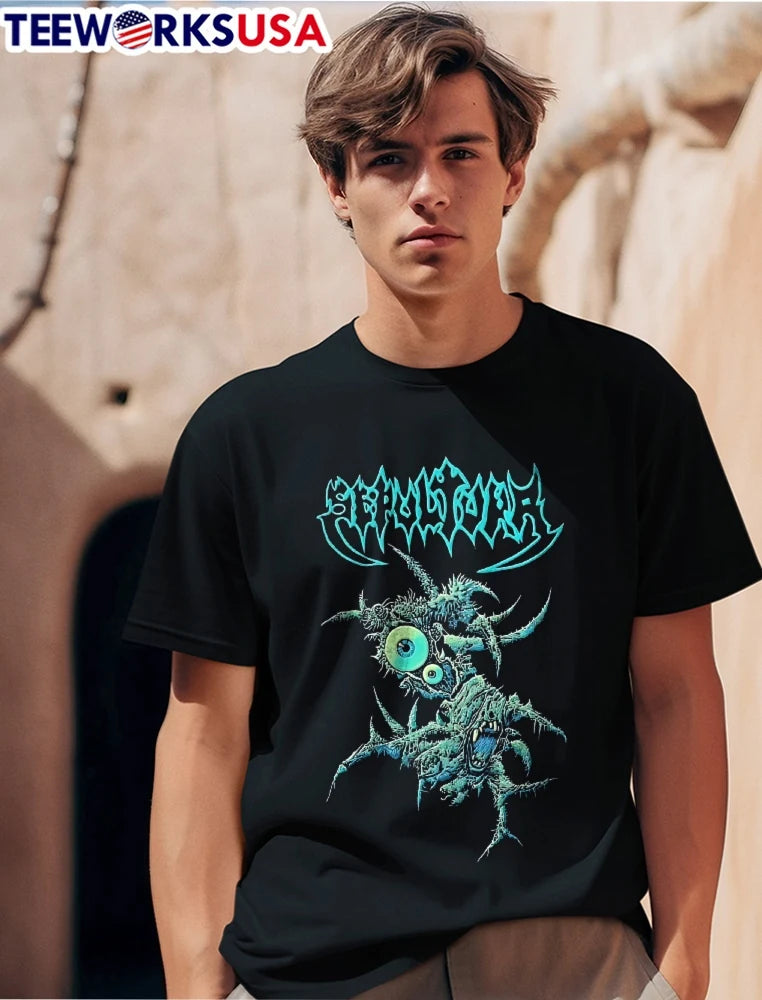 Sepultura Grotesque Green Spiky Monster Big Eyeball - Adult & Kids T-Shirts, Sweatshirts & Hoodies apparel design preview 1