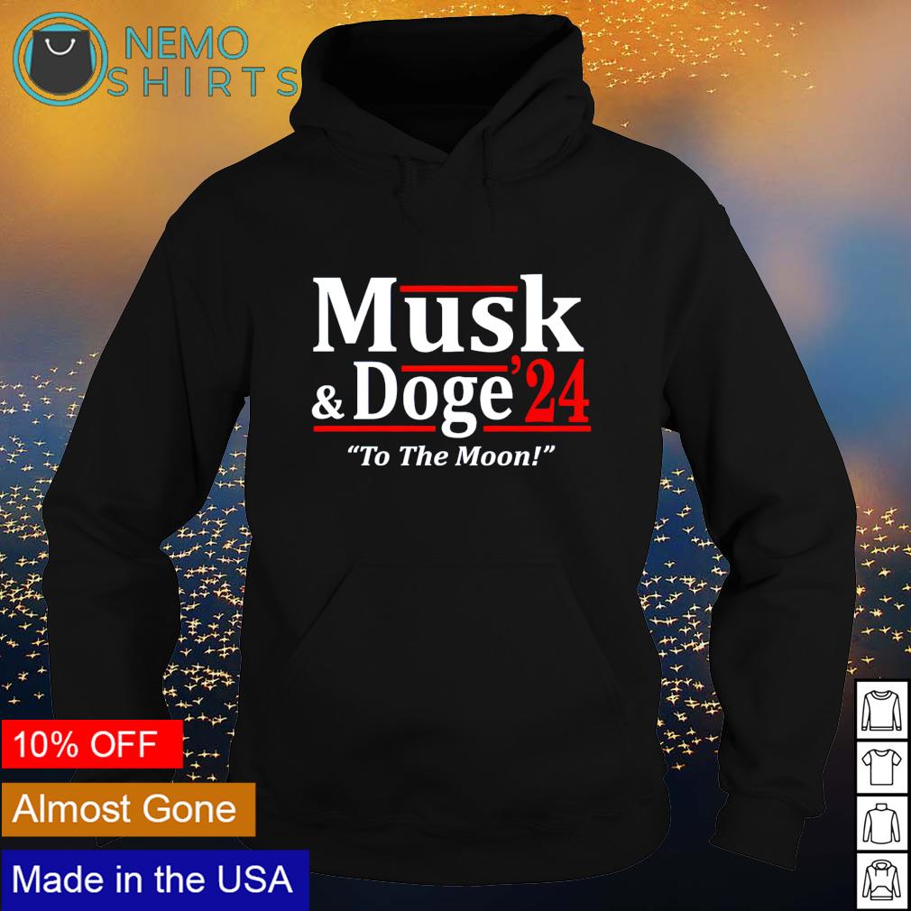 Musk and Doge 2024 to the moon - Adult & Kids T-Shirts, Sweatshirts & Hoodies apparel design preview 2