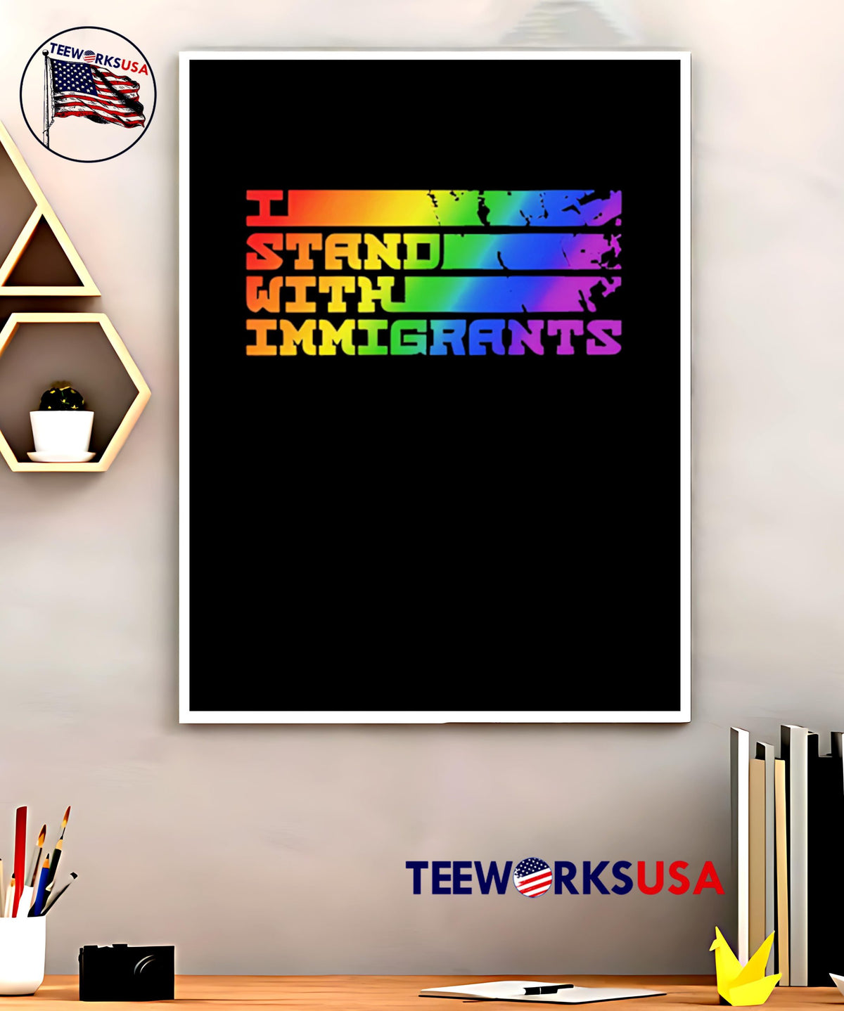 I Stand With Immigrants pride - Adult & Kids T-Shirts, Sweatshirts & Hoodies apparel design preview 5