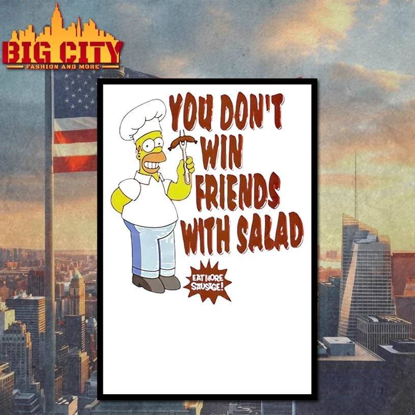 The Simpsons Homer You Don't Win Friends With Salad - Adult & Kids T-Shirts, Sweatshirts & Hoodies apparel design preview 4