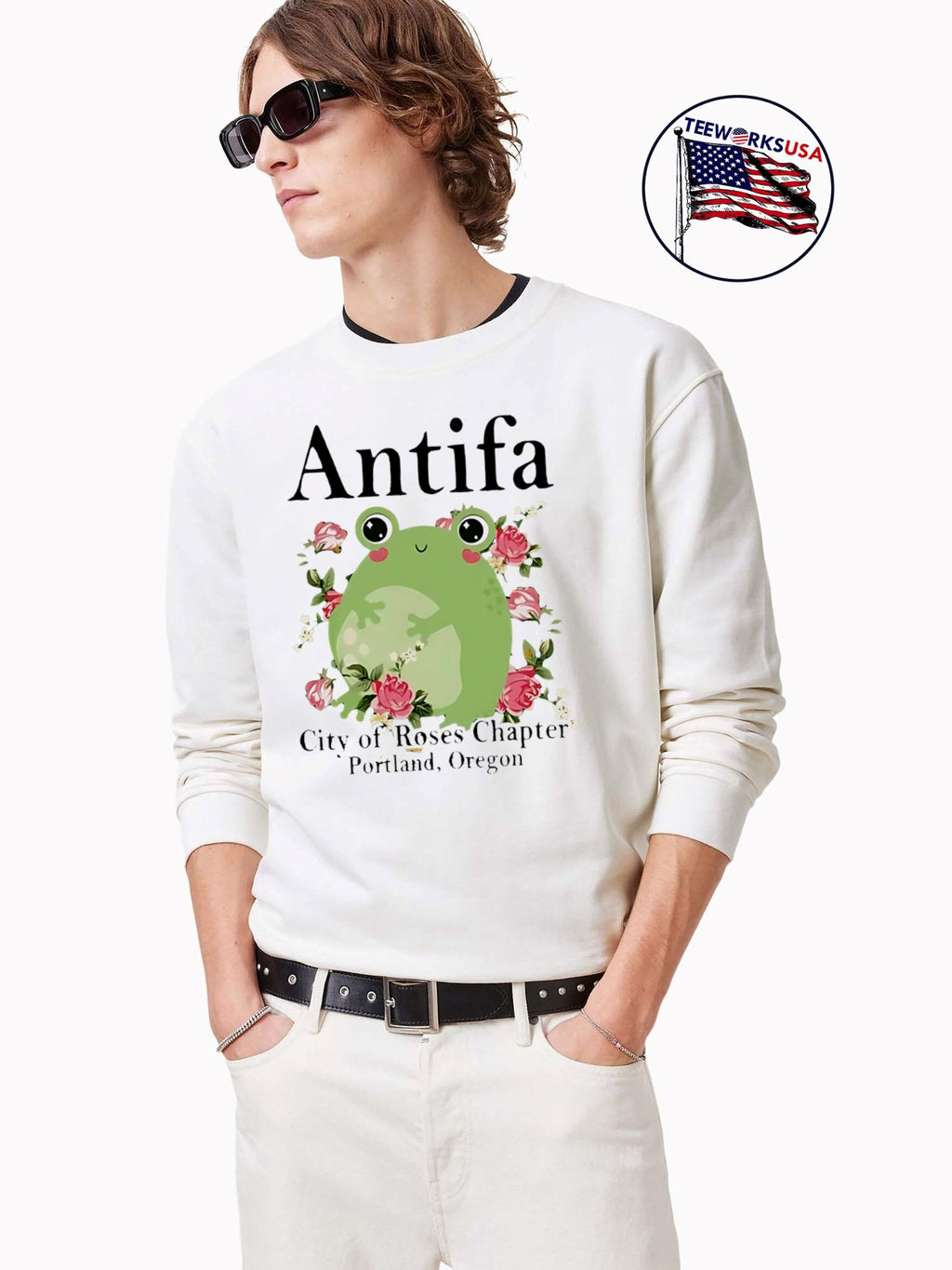 Antifa City of Roses Frog - Adult & Kids T-Shirts, Sweatshirts & Hoodies apparel design preview 3