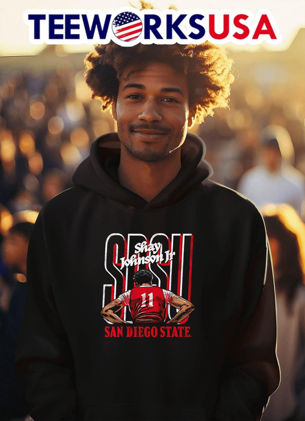 Demarshay Johnson Jr San Diego State illustrated - Adult & Kids T-Shirts, Sweatshirts & Hoodies apparel design preview 2
