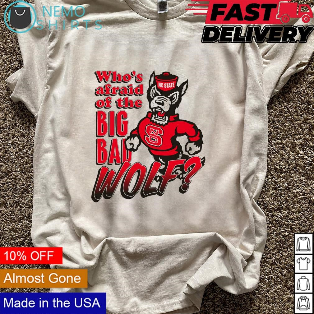 NC State Wolfpack who is afraid of the big bad wolf - Adult & Kids T-Shirts, Sweatshirts & Hoodies apparel design preview 5