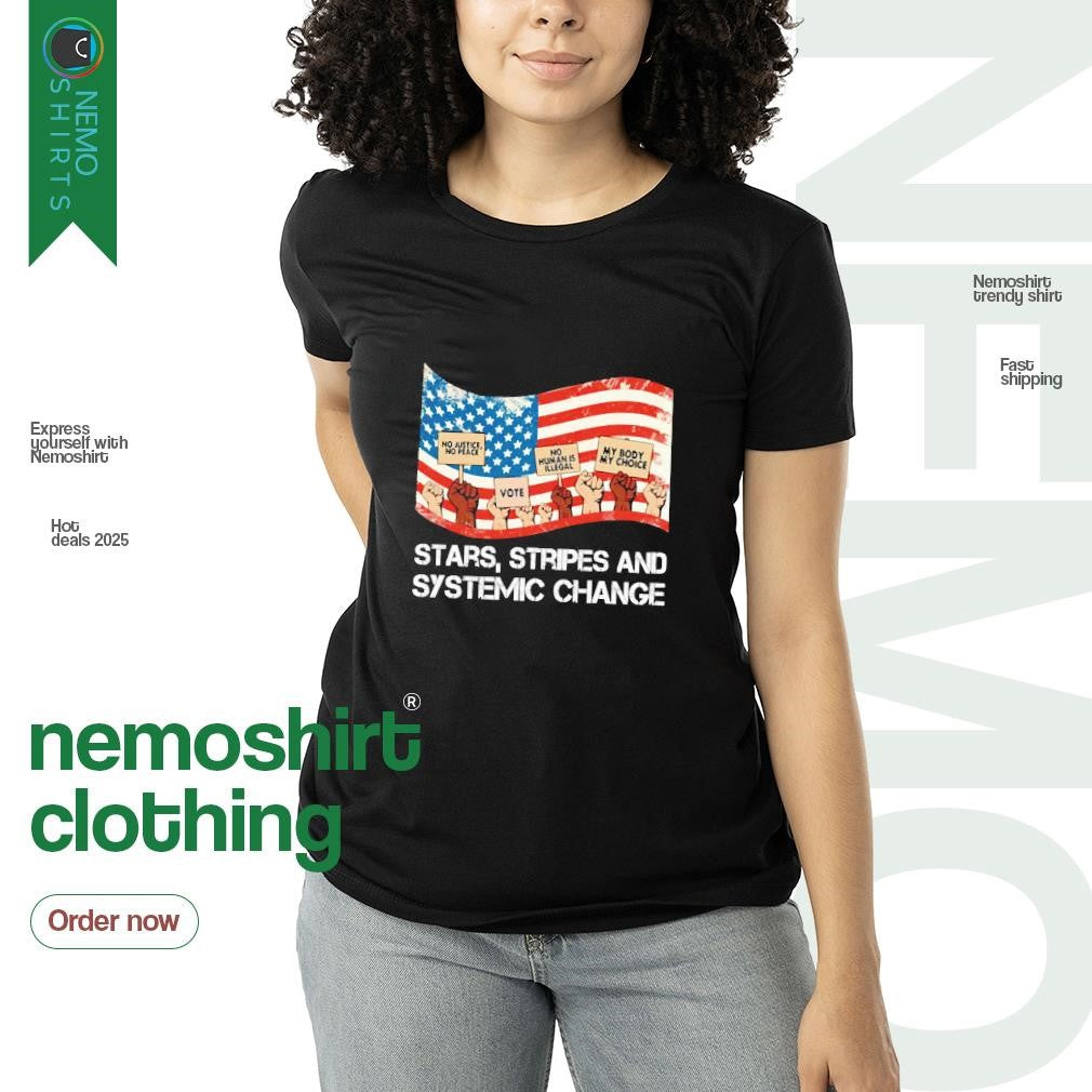 Stars stripes and systemic change American resist - Adult & Kids T-Shirts, Sweatshirts & Hoodies apparel design preview 3