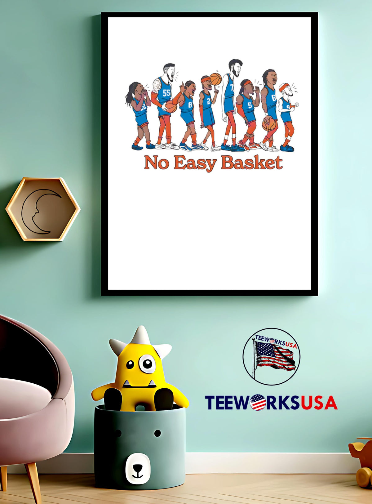 Cartoon Oklahoma City Thunder Players Lined Up With - Adult & Kids T-Shirts, Sweatshirts & Hoodies apparel design preview 3