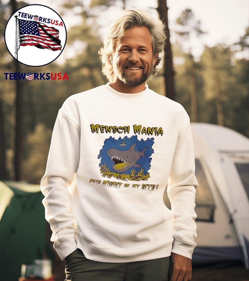 Mensch Mania puts might in my bite retro - Adult & Kids T-Shirts, Sweatshirts & Hoodies apparel design preview 3