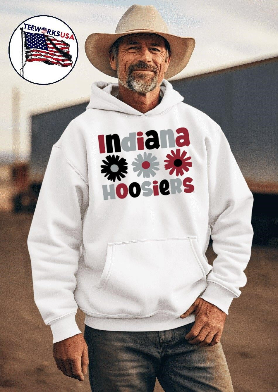 Indiana Hoosiers Daisy flower - Adult & Kids T-Shirts, Sweatshirts & Hoodies apparel design preview 2