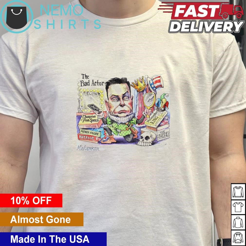 Elon Musk the bad actor in public square cartoon - Adult & Kids T-Shirts, Sweatshirts & Hoodies apparel design preview 5