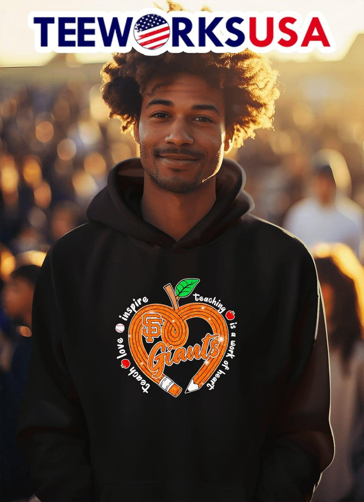 Teach love inspire teaching is a work of heart San - Adult & Kids T-Shirts, Sweatshirts & Hoodies apparel design preview 2