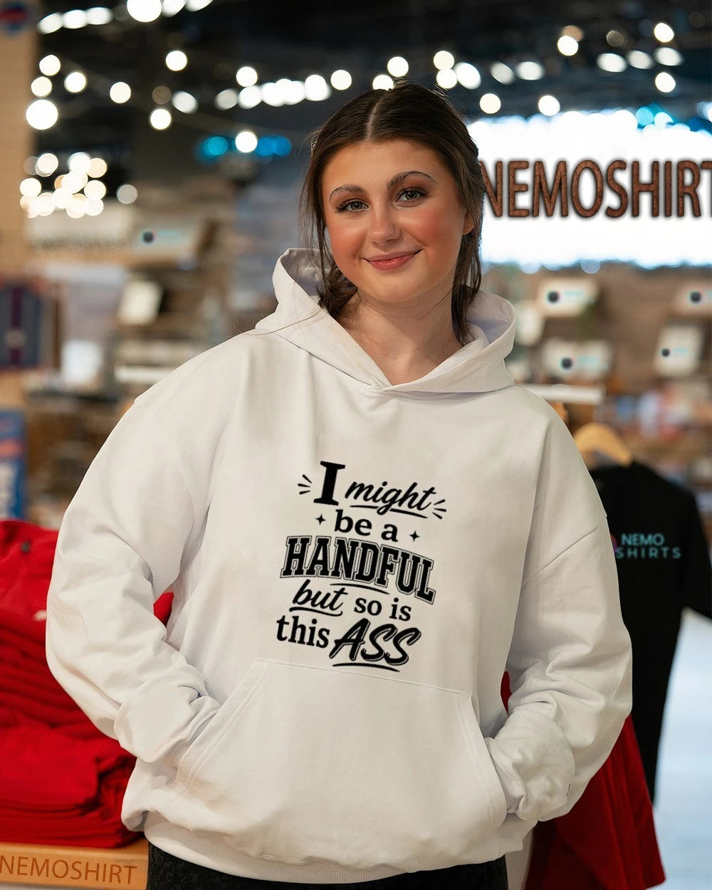 I might be a handful but so is this ass - Adult & Kids T-Shirts, Sweatshirts & Hoodies apparel design preview 3