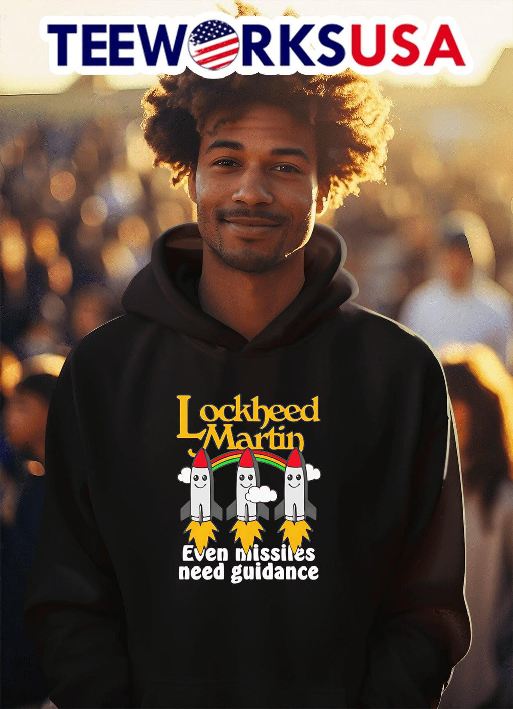 Lockheed Martin even missiles need guidance - Adult & Kids T-Shirts, Sweatshirts & Hoodies apparel design preview 2