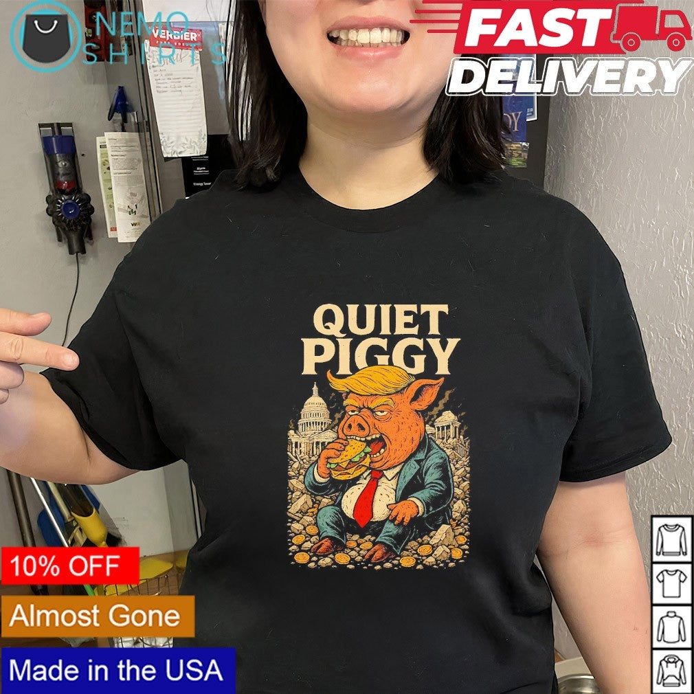 Quiet Piggy Trump pig cartoon vintage - Adult & Kids T-Shirts, Sweatshirts & Hoodies apparel design preview 3
