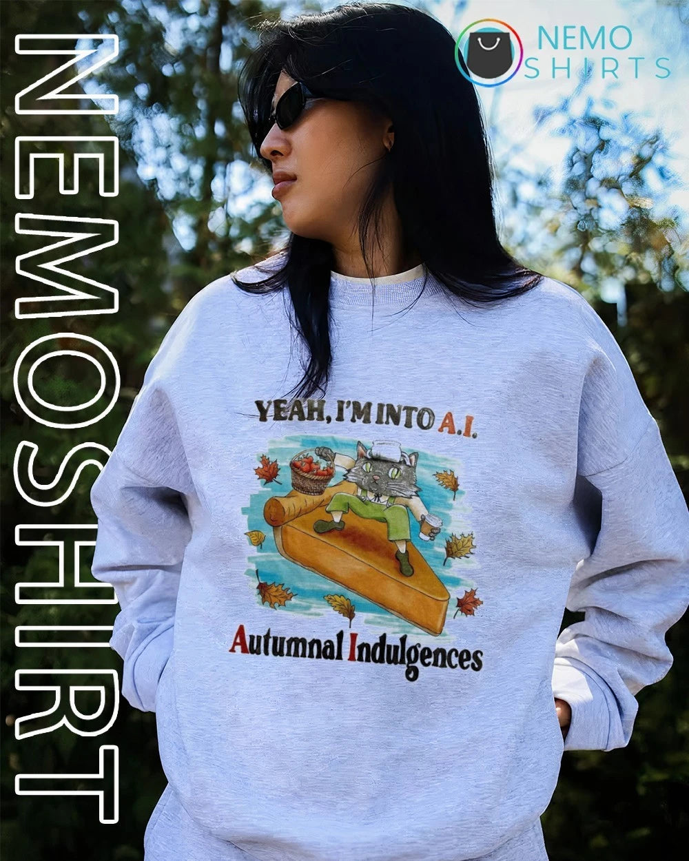 Yeah I'm Into AI Autumnal Indulgences Cat Pie - Adult & Kids T-Shirts, Sweatshirts & Hoodies apparel design preview 2
