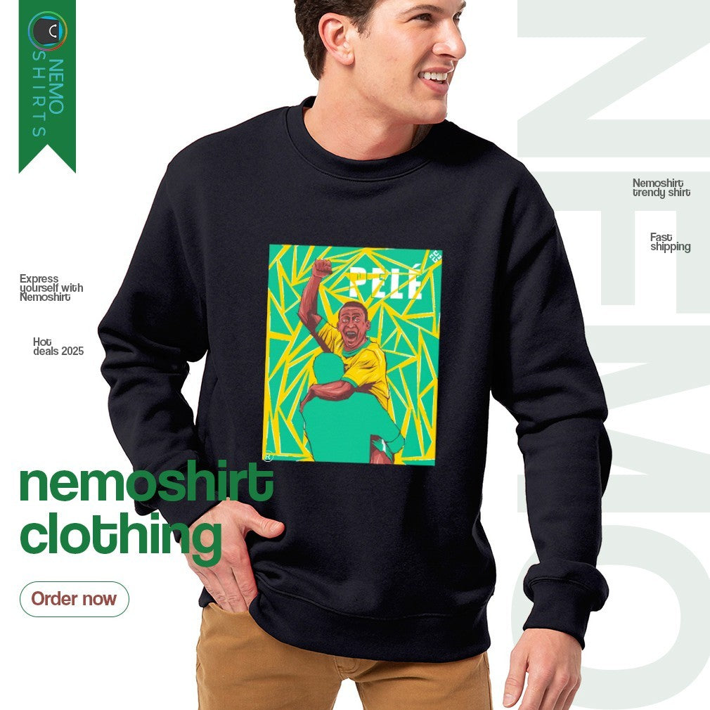 Legend Pele greatest players of all time art - Adult & Kids T-Shirts, Sweatshirts & Hoodies apparel design preview 4