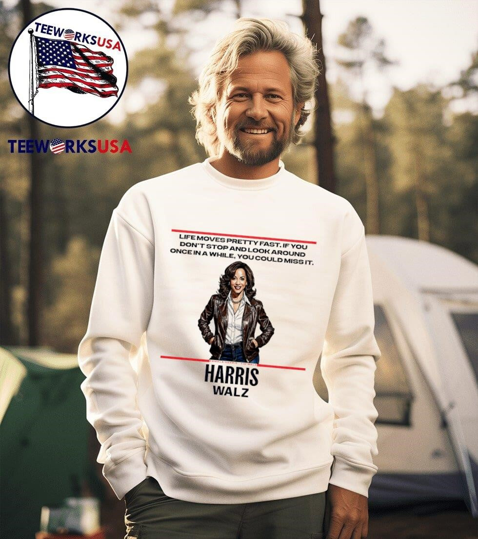 Kamala Harris life moves pretty fast if you don't - Adult & Kids T-Shirts, Sweatshirts & Hoodies apparel design preview 3