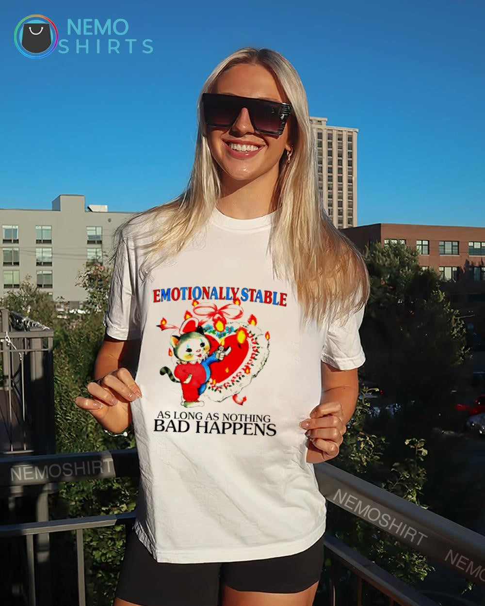 Clown cat emotionally stable as long nothing bad - Adult & Kids T-Shirts, Sweatshirts & Hoodies apparel design preview 4