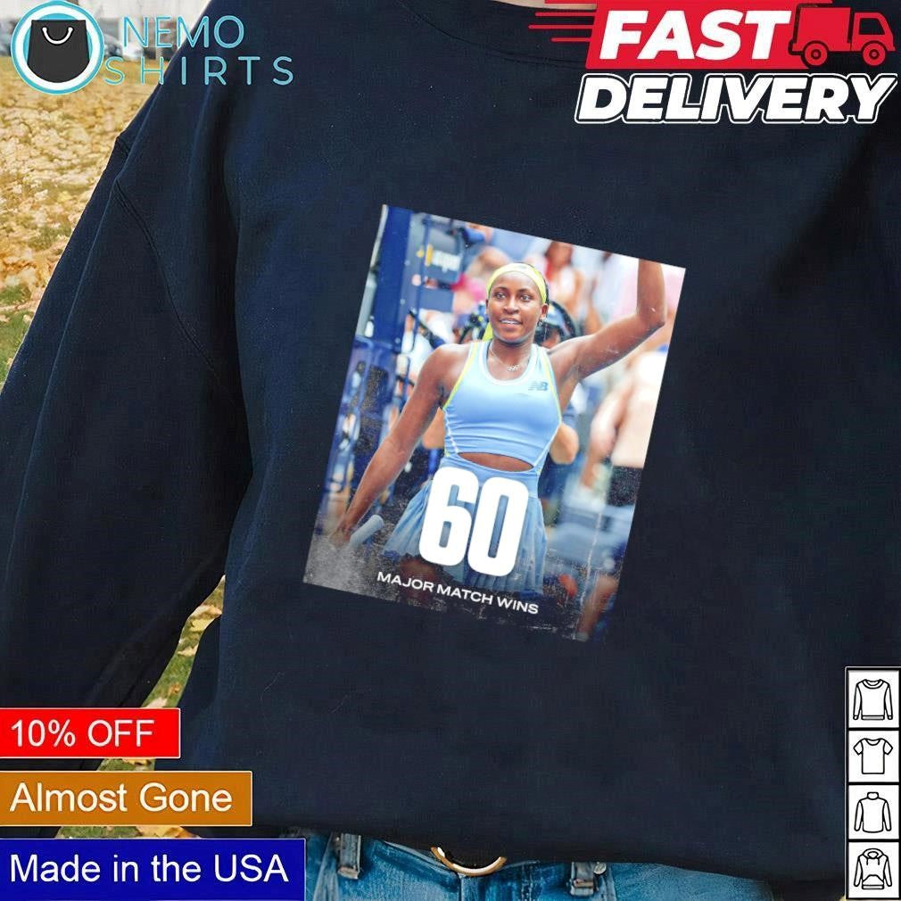 Coco Gauff 60 major match wins - Adult & Kids T-Shirts, Sweatshirts & Hoodies apparel design preview 1