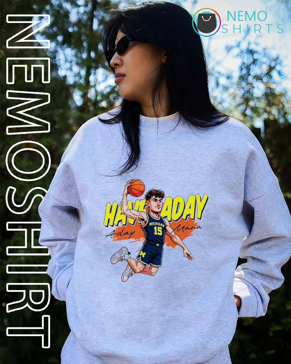 Aday Mara Michigan Wolverines have a day caricature - Adult & Kids T-Shirts, Sweatshirts & Hoodies apparel design preview 2