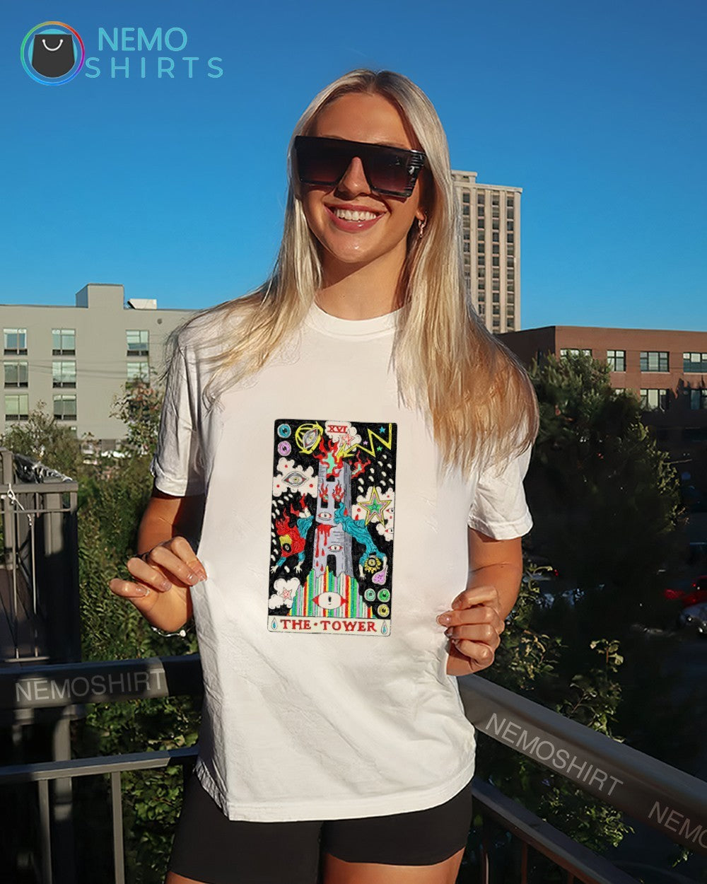 The tower tarot card sweater and tank top - Adult & Kids T-Shirts, Sweatshirts & Hoodies apparel design preview 4