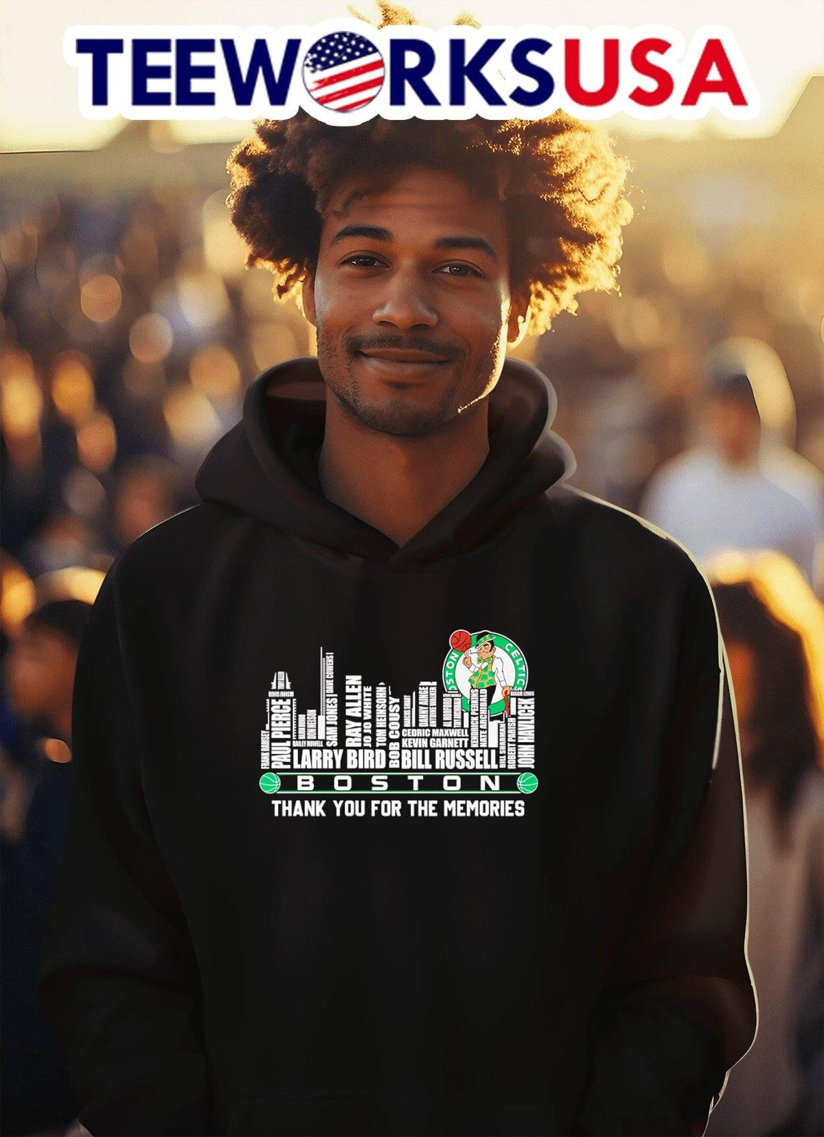 Skyline Boston Celtics thank you for the memories - Adult & Kids T-Shirts, Sweatshirts & Hoodies apparel design preview 2