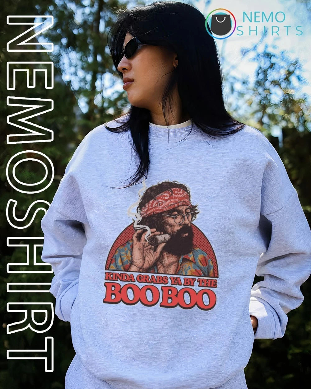 Cheech Marin Kinda Grabs Ya by the BooBoo - Adult & Kids T-Shirts, Sweatshirts & Hoodies apparel design preview 2