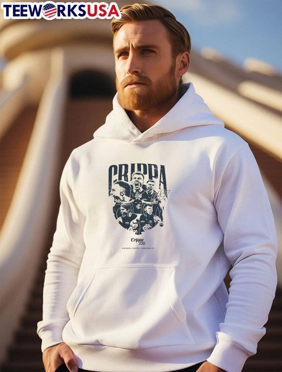 Crippa 250 Patrick Cripps Carlton FC - Adult & Kids T-Shirts, Sweatshirts & Hoodies apparel design preview 2