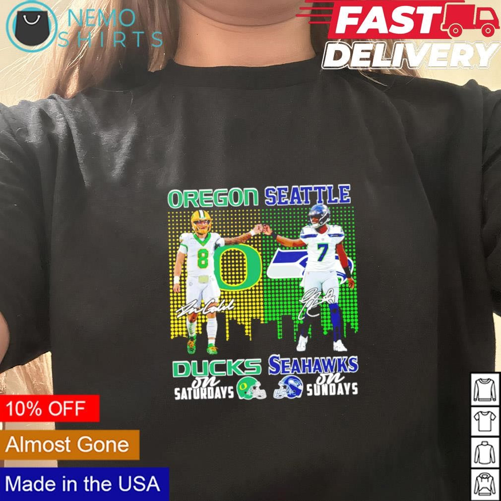 Oregon Ducks Dillon Gabriel on Saturdays and Seattle - Adult & Kids T-Shirts, Sweatshirts & Hoodies apparel design preview 3