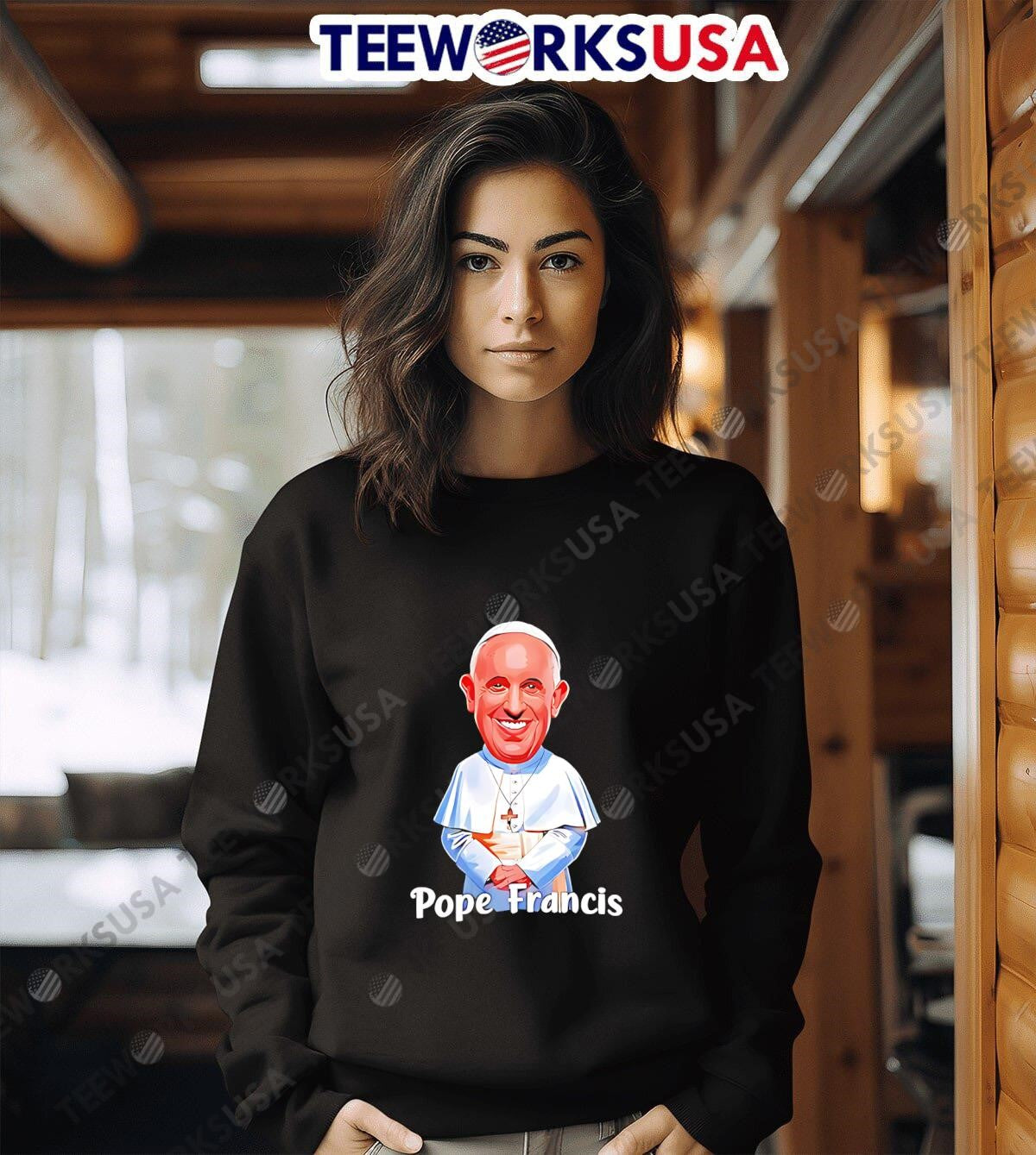 Pope Francis Pray for 1936 2025 Caricature - Adult & Kids T-Shirts, Sweatshirts & Hoodies apparel design preview 6