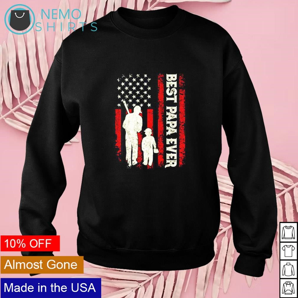 Best papa ever US flag baseball fathers day - Adult & Kids T-Shirts, Sweatshirts & Hoodies apparel design preview 3