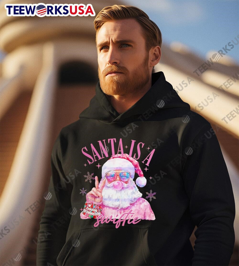 Santa Is A Swiftie Pink Christmas Claus - Adult & Kids T-Shirts, Sweatshirts & Hoodies apparel design preview 2