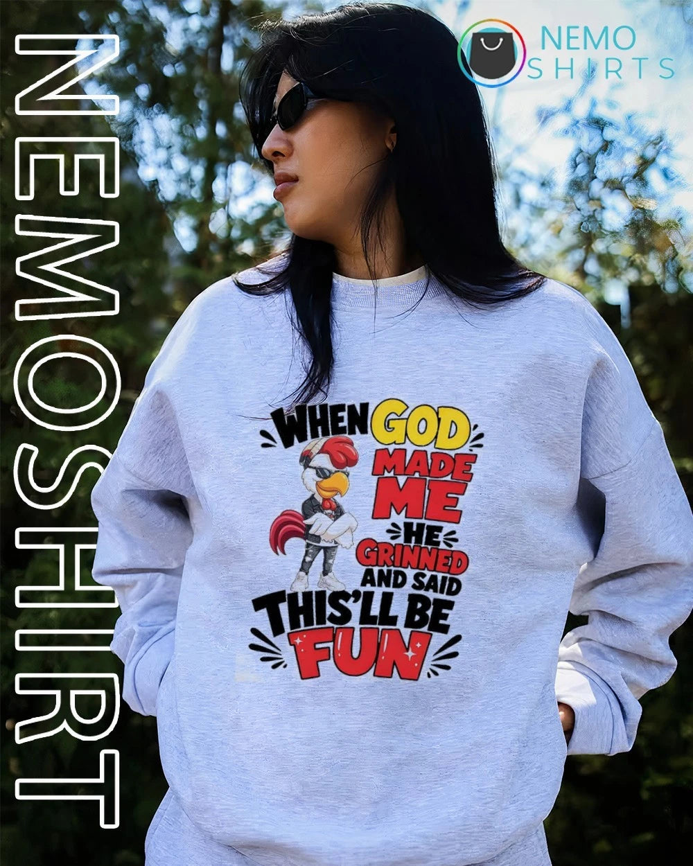 When God Made Me He Grinned and Said This'll Be Fun - Adult & Kids T-Shirts, Sweatshirts & Hoodies apparel design preview 2